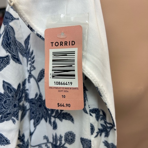 Torrid Maxi Challis Walkthrough Dress Blue Floral Paisley Maxi Romper Women Sz10 - Picture 11 of 14
